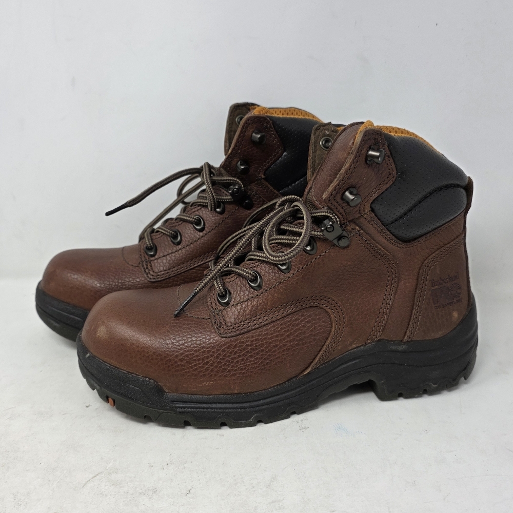 Timberland Women's Brown Leather Steel Toe Boots Size 7.5